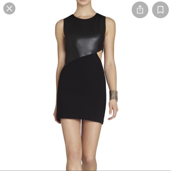 BCBG MaxAria Women’s Black Faux Leather Mini Dress XS - Picture 1 of 6